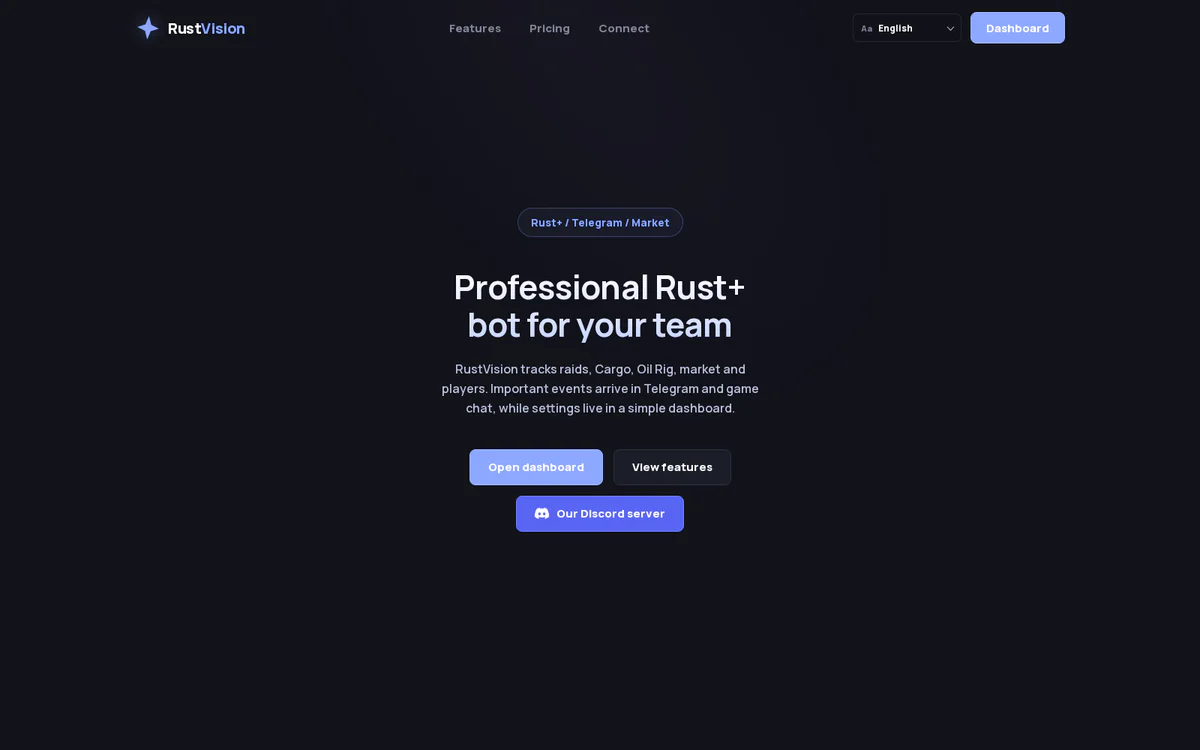 RustVision - бот и панель для Rust-серверов